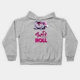 Manual Wheelchair | That’s How I Roll Typography - Pink & Purple Kids Hoodie